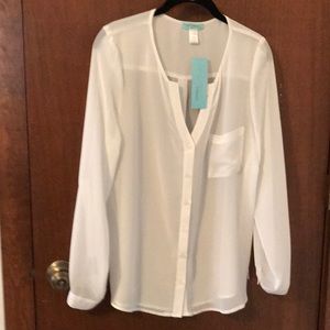 Six degrees sheer white blouse